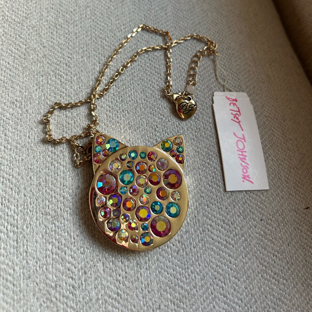 Betsey Johnson Kitten Around Pendant Necklace